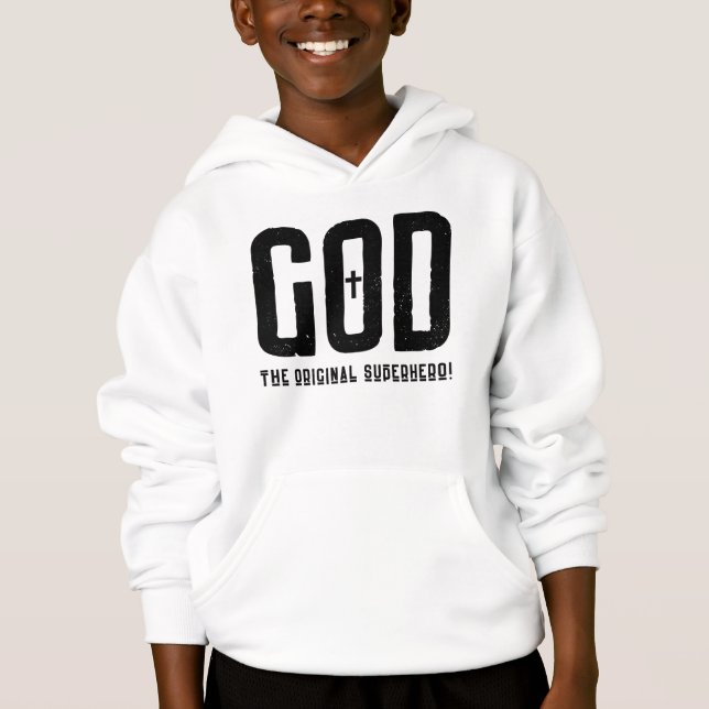 God The Original Superhero Biblical Cross Boy's (Front)