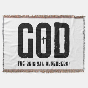 God The Original Superhero Biblical Cross Throw Blanket