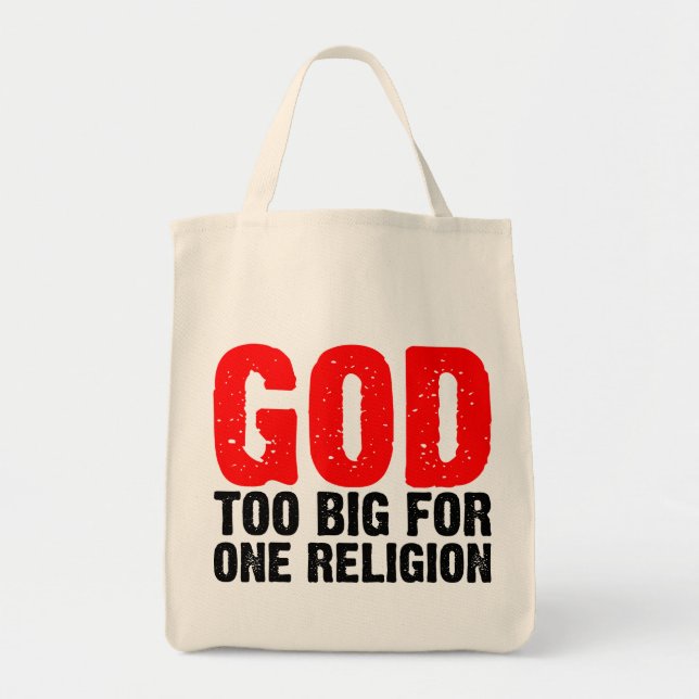 GOD TOO BIG FOR ONE RELIGION TOTE BAG (Front)