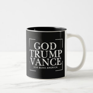 God Trump Vance God Bless America Two-Tone Coffee Mug