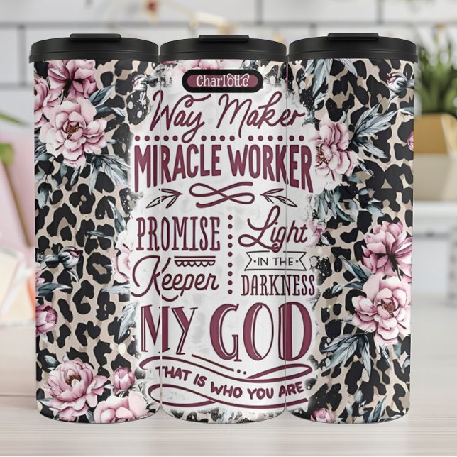 God: Way Maker, Light, Keeper Thermal Tumbler (Creator Uploaded)