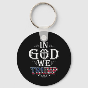 God We Trump 2024 American Flag Patriotic Christia Key Ring