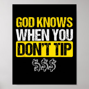 God White Tip Bartender Barman Waiter Pub Gift Poster