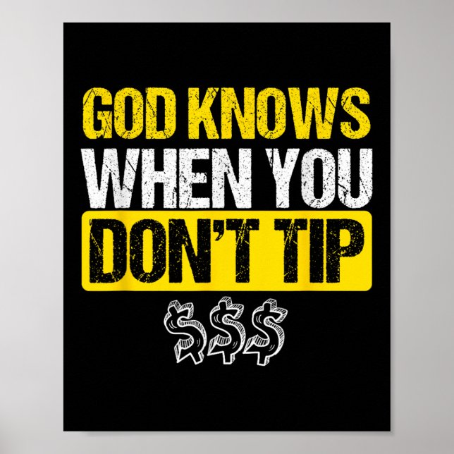 God White Tip Bartender Barman Waiter Pub Gift  Poster (Front)