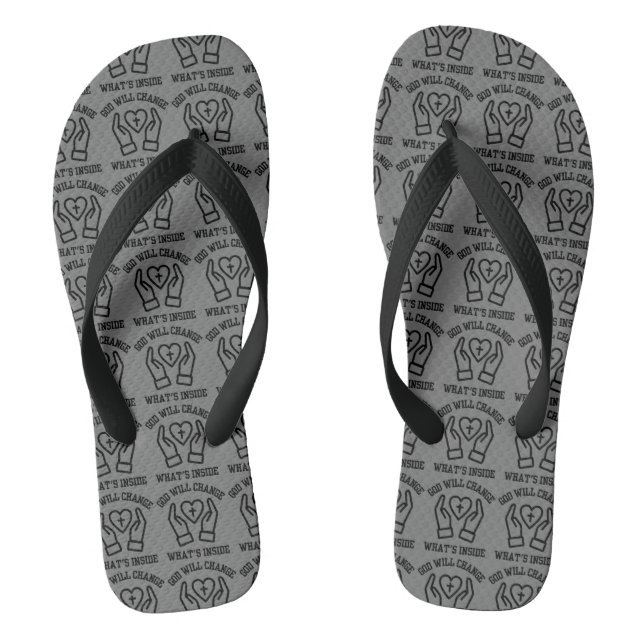 God Will Change What's Inside Grey All-Over Unisex Thongs (Footbed)