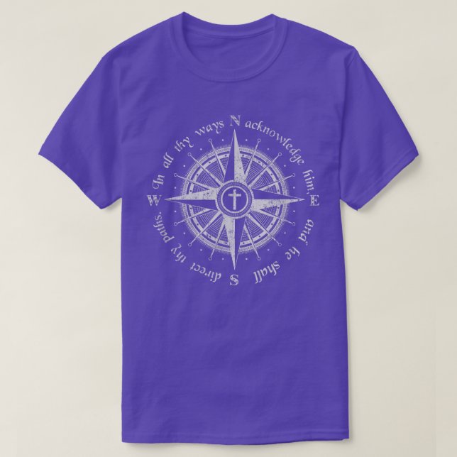 God Will Direct Your Path Compass Religion Christi T-Shirt (Design Front)