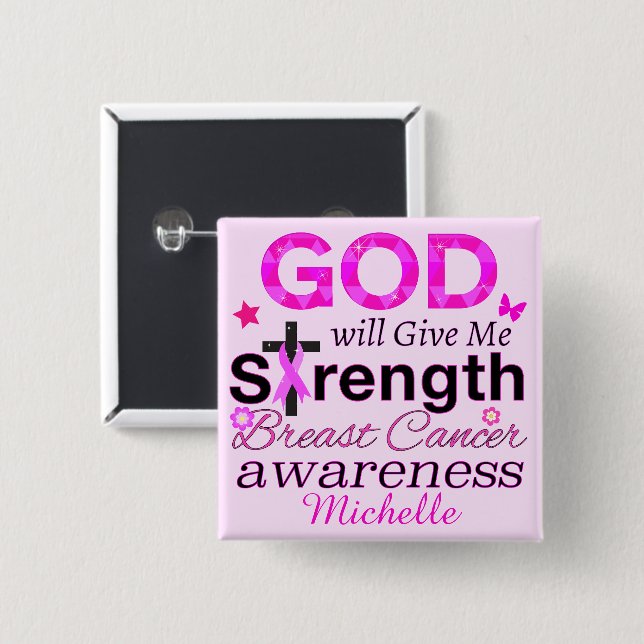 GOD Will Give Me Strength 15 Cm Square Badge (Front & Back)