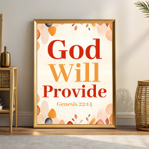 God Will Provide Boho Christian Wall Art print