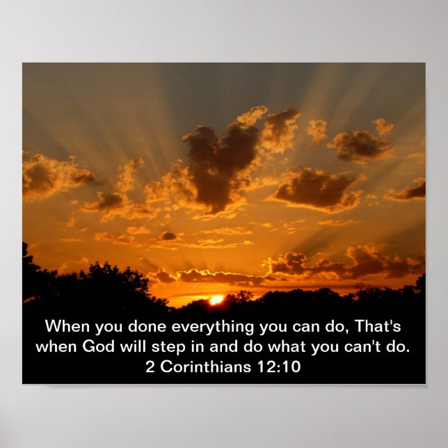 God will step in bible verse 2 Corinthians 12:10 Poster (Front)
