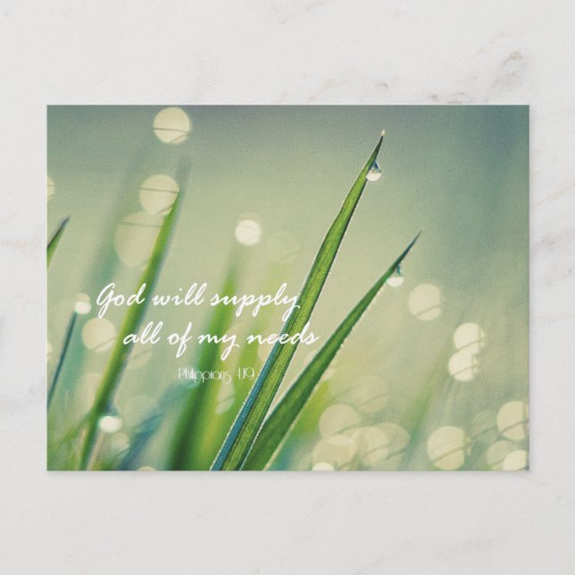 God Will Supply All Needs Bible Verse Quote Postcard (Front)