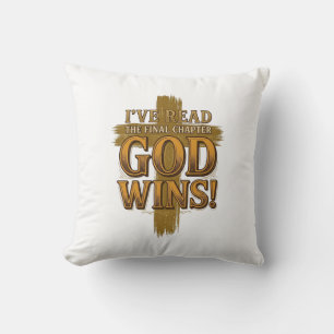 God Wins Christian Vintage Cross Typography Shirt_ Cushion