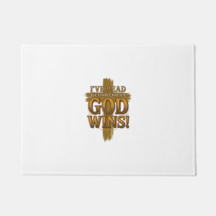 God Wins Christian Vintage Cross Typography Shirt_ Doormat