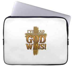 God Wins Christian Vintage Cross Typography Shirt_ Laptop Sleeve