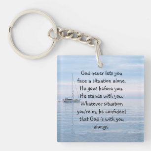 God With You Always Never Alone Inspirational  Key Ring