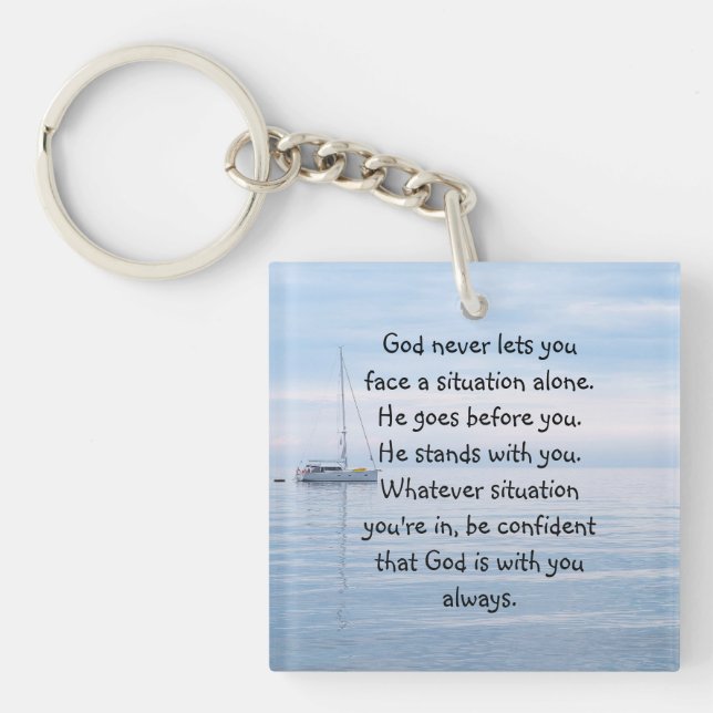 God With You Always Never Alone Inspirational  Key Ring (Front)