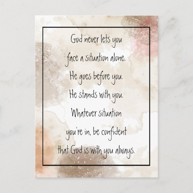 God With You Always Never Alone Inspirational   Po Postcard (Front)