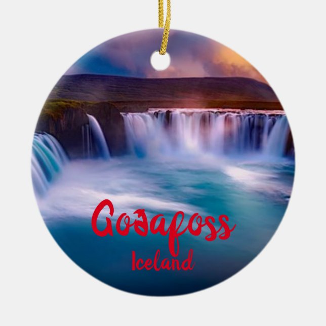 Goðafoss Panoramic Christmas Ornament (Front)