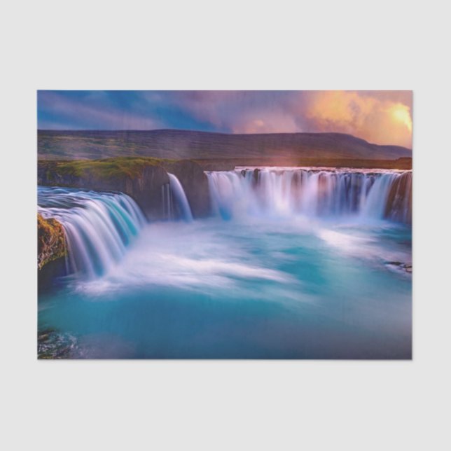 Godafoss Waterfall, Iceland Beautiful Landscape Tissue Paper (Front)