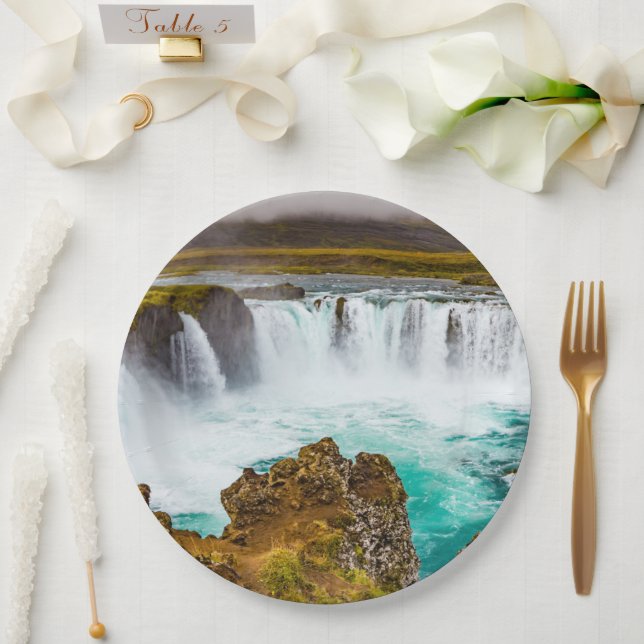 Godafoss waterfall, Iceland Paper Plate (Wedding)