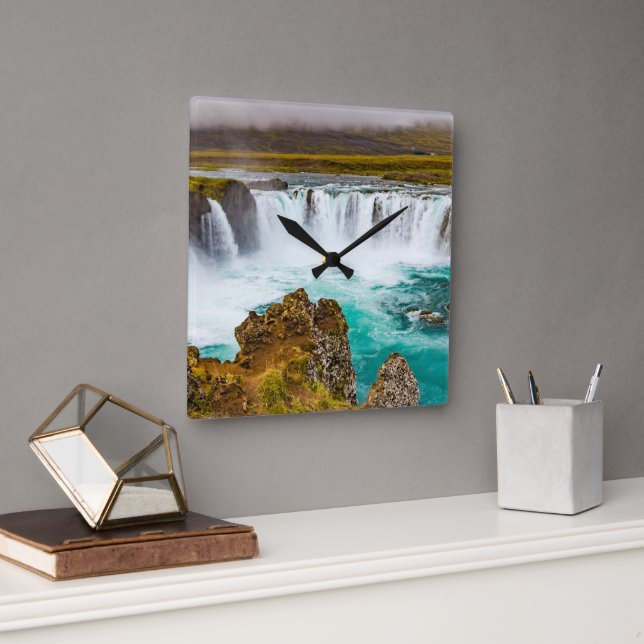 Godafoss waterfall, Iceland Square Wall Clock (Office)