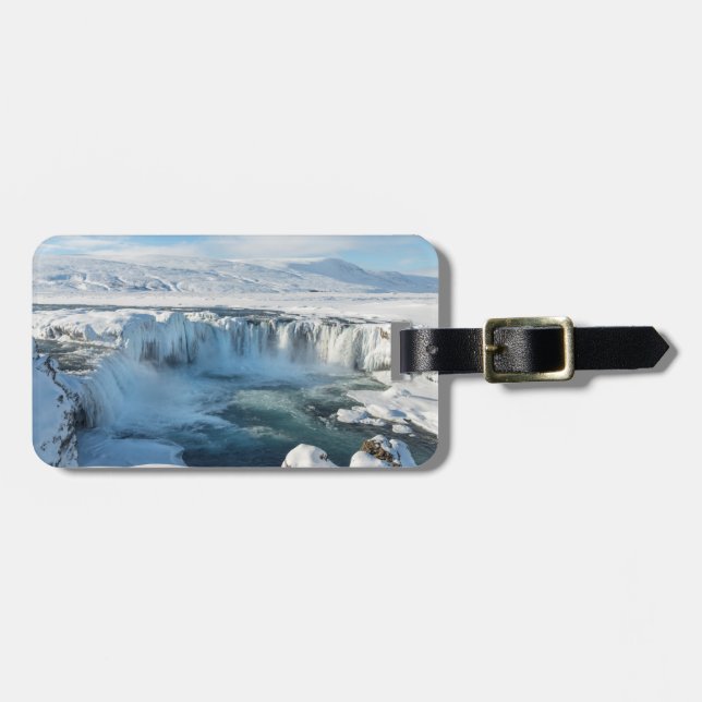 Godafoss Waterfall Landscape Luggage Tag (Front Horizontal)