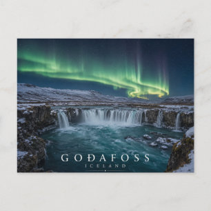 Goðafoss Waterfall of the Gods Iceland Aurora Postcard