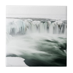 Godafoss waterfall, winter, Iceland Ceramic Tile
