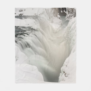 Godafoss waterfall, winter, Iceland Fleece Blanket