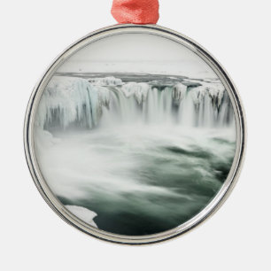 Godafoss waterfall, winter, Iceland Metal Ornament