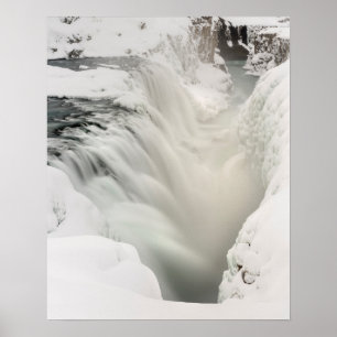 Godafoss waterfall, winter, Iceland Poster