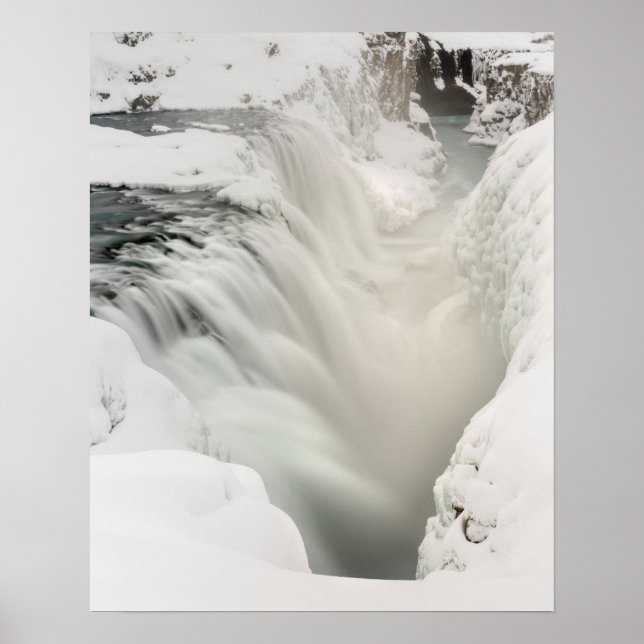 Godafoss waterfall, winter, Iceland Poster (Front)