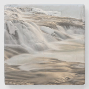 Godafoss waterfall, winter, Iceland Stone Coaster