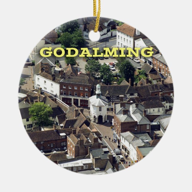 Godalming Surrey England Ceramic Tree Decoration (Front)