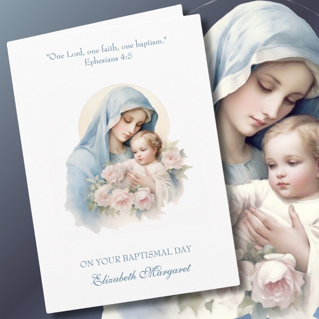 Godchild Baptism Baby Girl Christening Mary Jesus Card (Creator Uploaded)