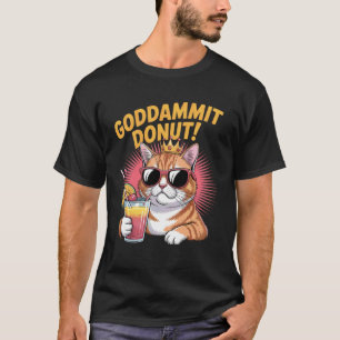 Goddammit Doughnut Funny Princess Cat Glasses T-Shirt