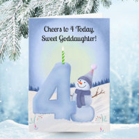 Goddaughter 4th Birthday Snowman with Snowy Four