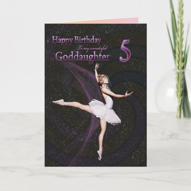 Goddaughter age 5, a ballerina birthday card (Front)