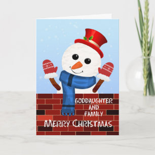 Goddaughter and her Family Christmas Snowman Holiday Card