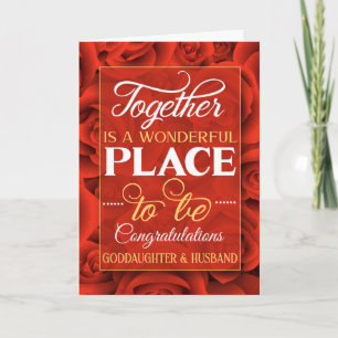 Goddaughter and Husband Wedding Congrats Red Roses Card