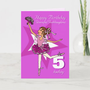 Goddaughter ballerina birthday purple age 5 card
