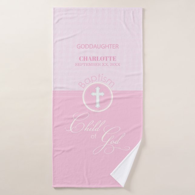 Goddaughter Baptism Pink Child of God Personalised Bath Towel (Bath Towel)