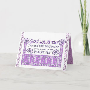 GODDAUGHTER - Be My Flower Girl - Purple Shamrocks Invitation