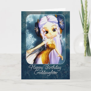 Goddaughter Birthday Card - Cute Blue Fairy