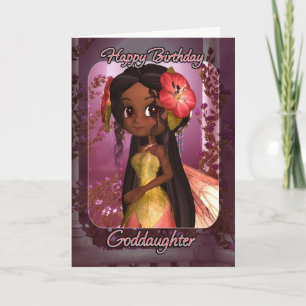Goddaughter Birthday Card - Cute Pink Fairy
