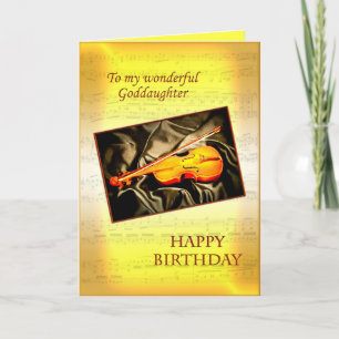 Goddaughter birthday card with a violin
