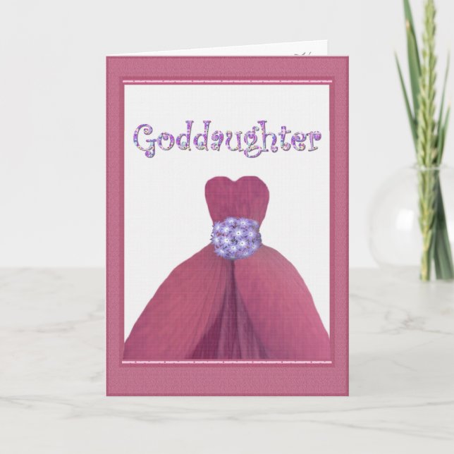 GODDAUGHTER Bridesmaid PINK Flower Petal Dress Invitation (Front)