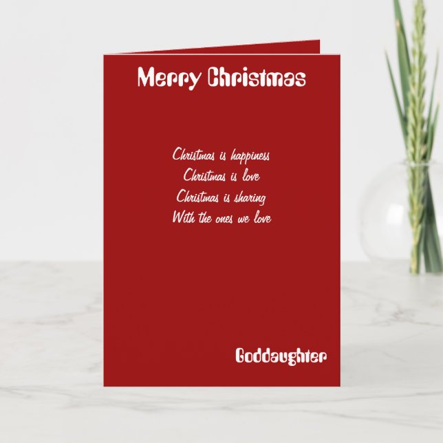 Goddaughter Christmas greeting cards (Front)
