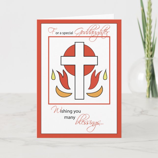 Goddaughter Confirmation Congratulations Cross Fir Card (Front)