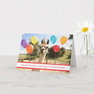 Goddaughter Cute and Funny Llama Birthday Card