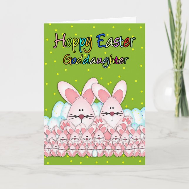 Goddaughter Easter Card With Easter Bunnies (Front)